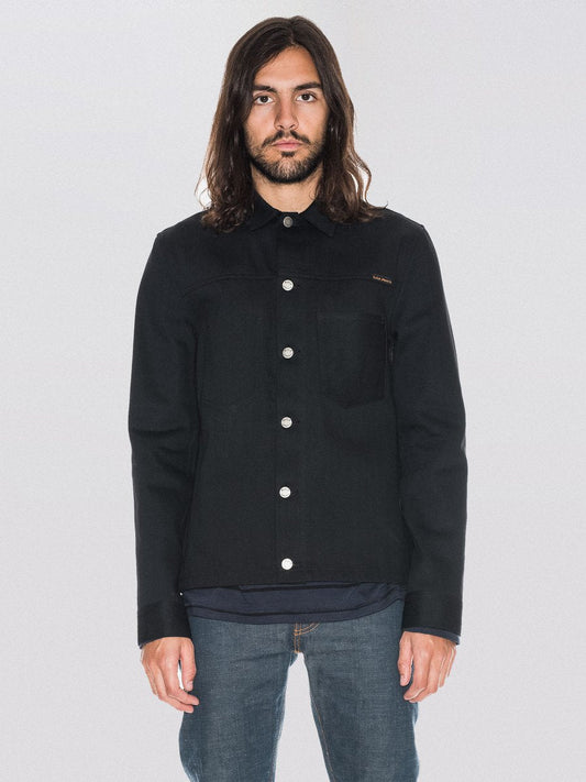 Veste en jean selvage noir en coton bio - ronny