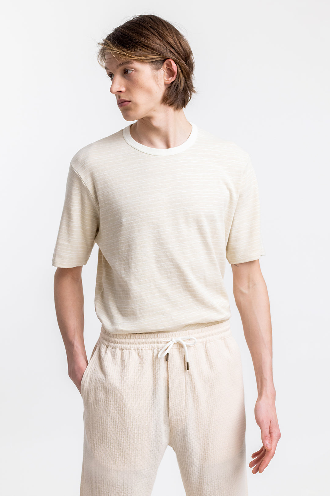 T-shirt en coton bio | Rayé écru "striped t-shirt"