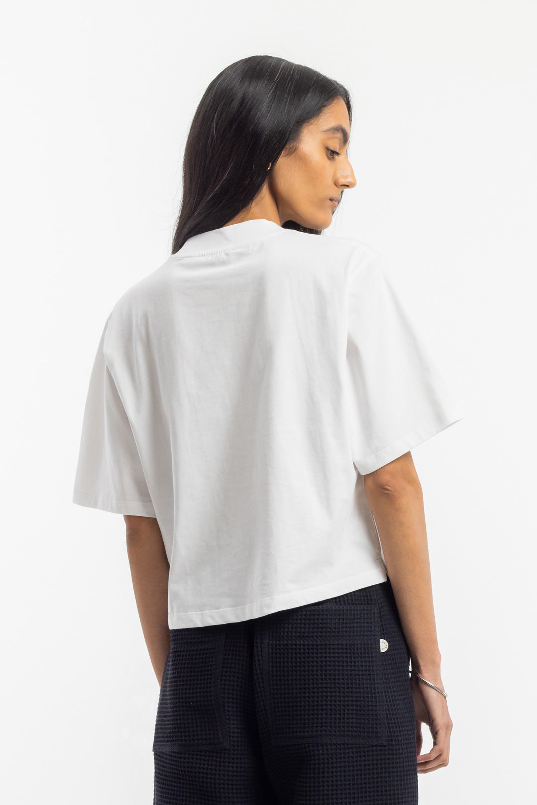T-shirt en coton bio | blanc "cropped t-shirt classic white"