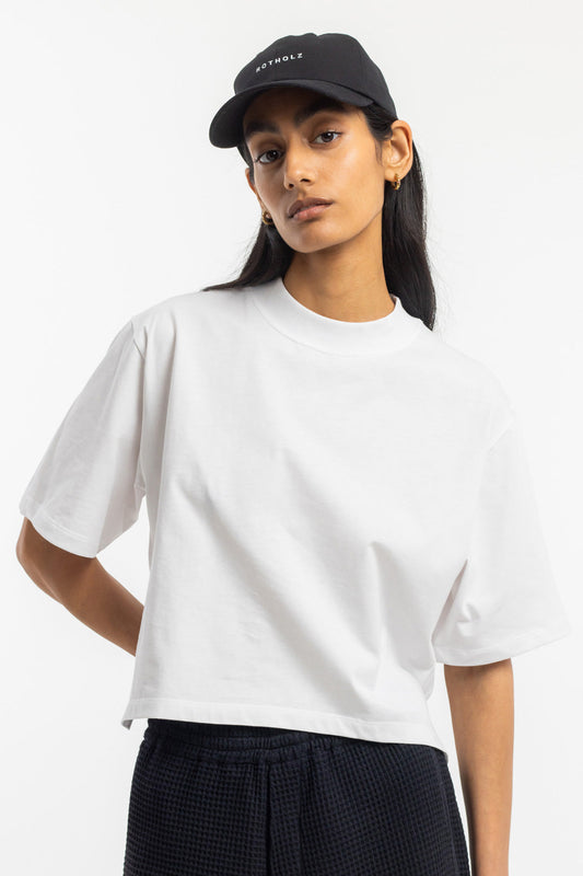 T-shirt en coton bio | blanc "cropped t-shirt classic white"