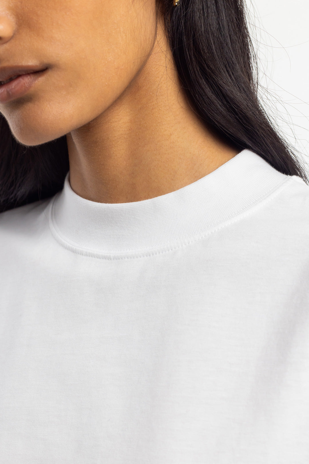 T-shirt en coton bio | blanc "cropped t-shirt classic white"