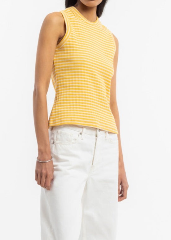 Débardeur en coton bio | Rayé jaune et blanc "ribbed singlet yellow/sand stripe"