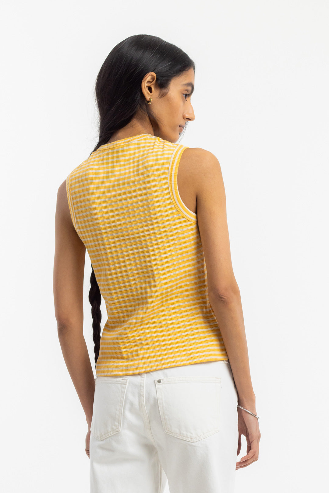 Débardeur en coton bio | Rayé jaune et blanc "ribbed singlet yellow/sand stripe"