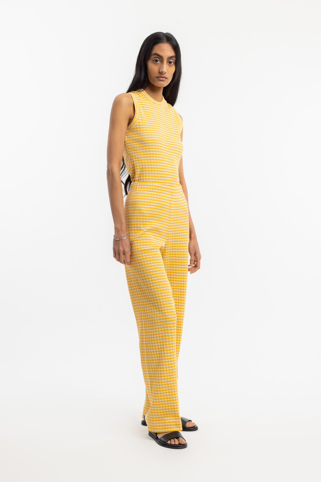 Débardeur en coton bio | Rayé jaune et blanc "ribbed singlet yellow/sand stripe"