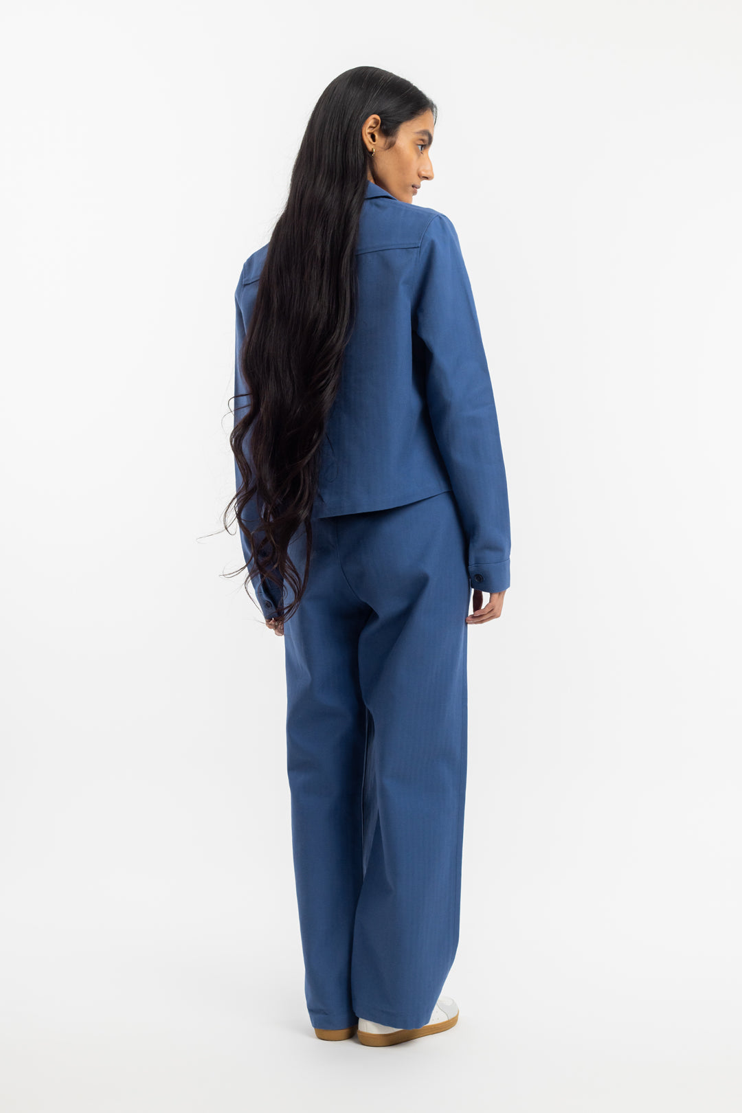 Veste zippée en coton bio | bleu "boxy jacket french blue"