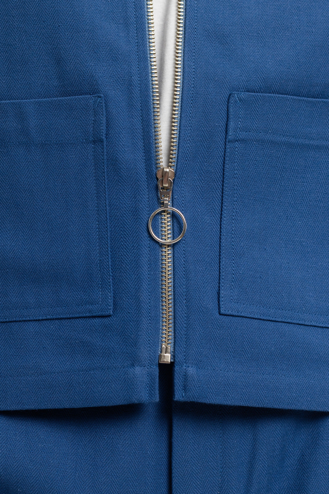 Veste zippée en coton bio | bleu "boxy jacket french blue"