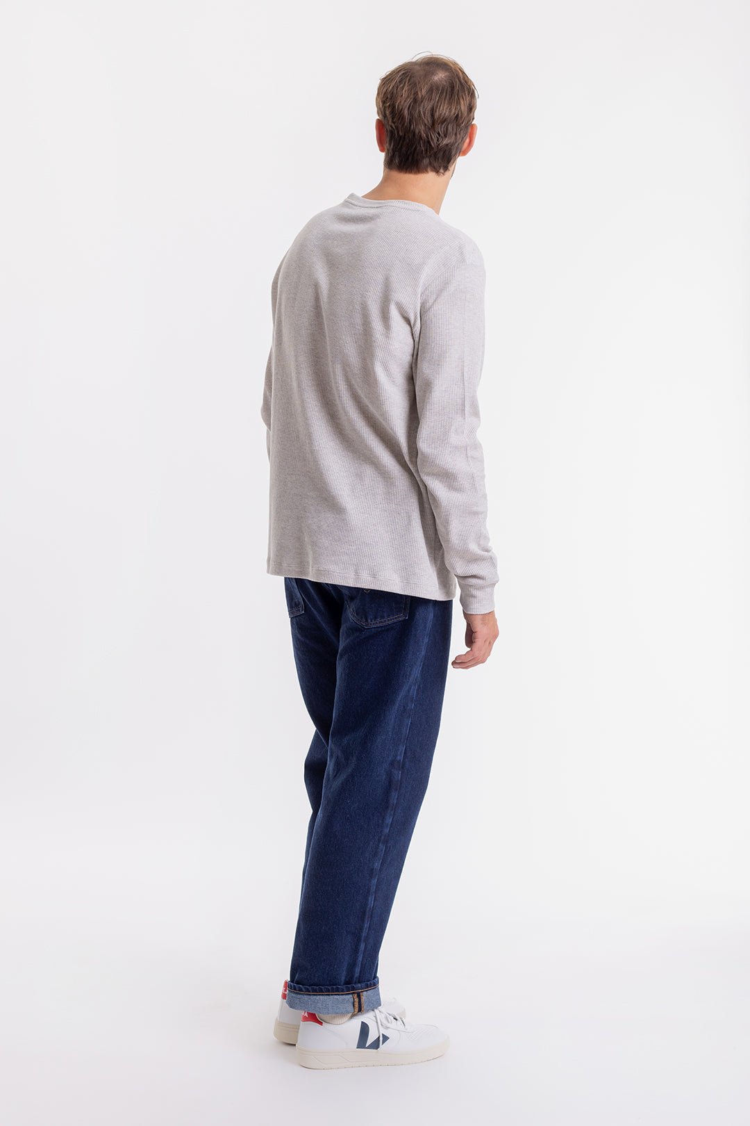 T-shirt manches longues piqué gris clair en coton bio - longsleeve pique t-shirt-ash heather