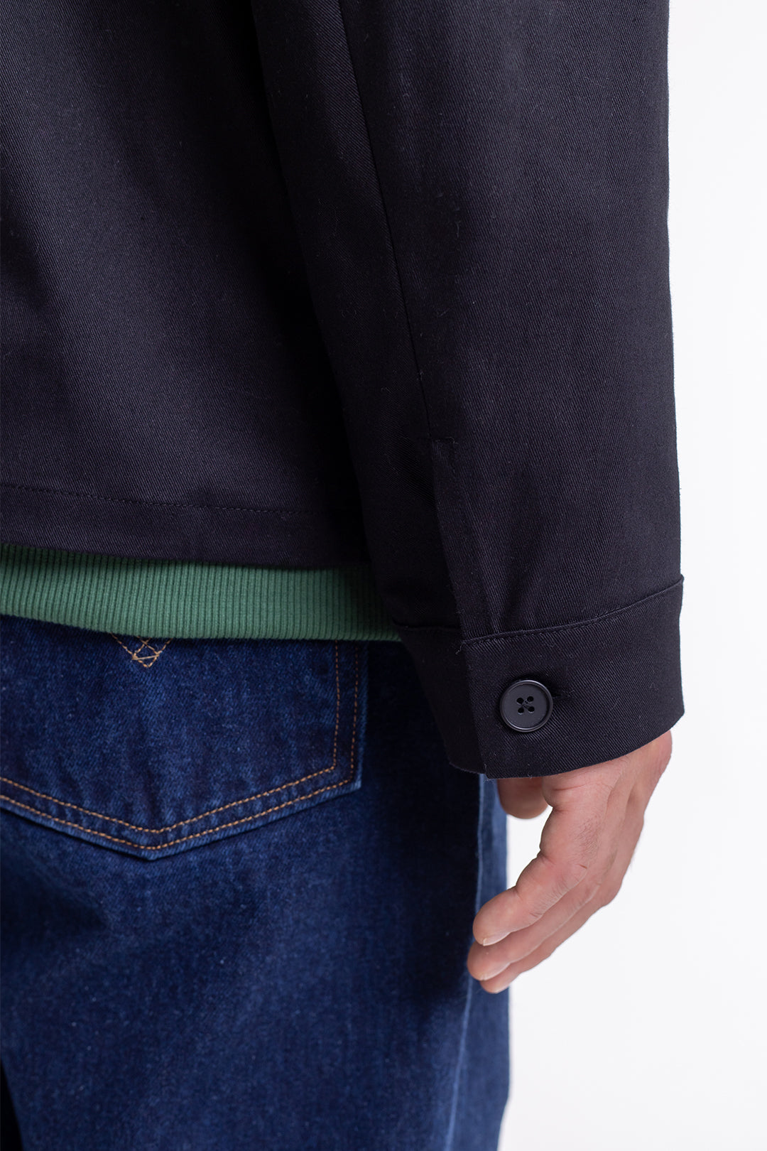 Veste zippée noire en coton bio - workwear zip jacket black