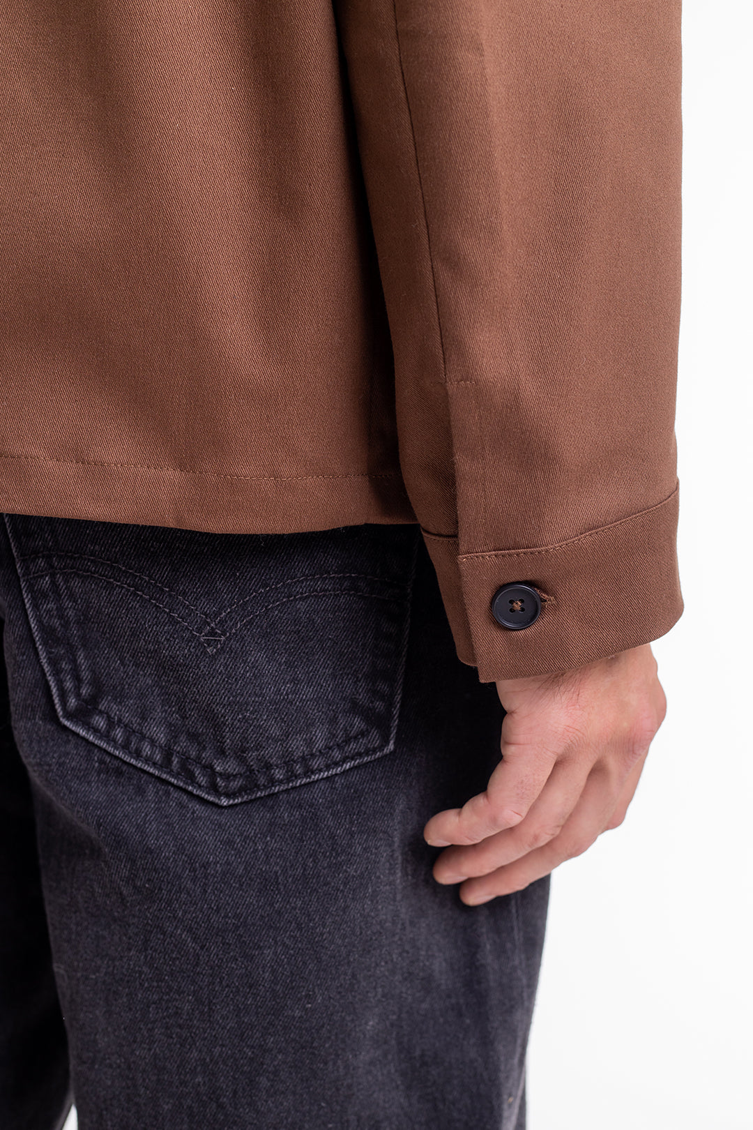 Veste zippée marron en coton bio - workwear zip jacket chestnut