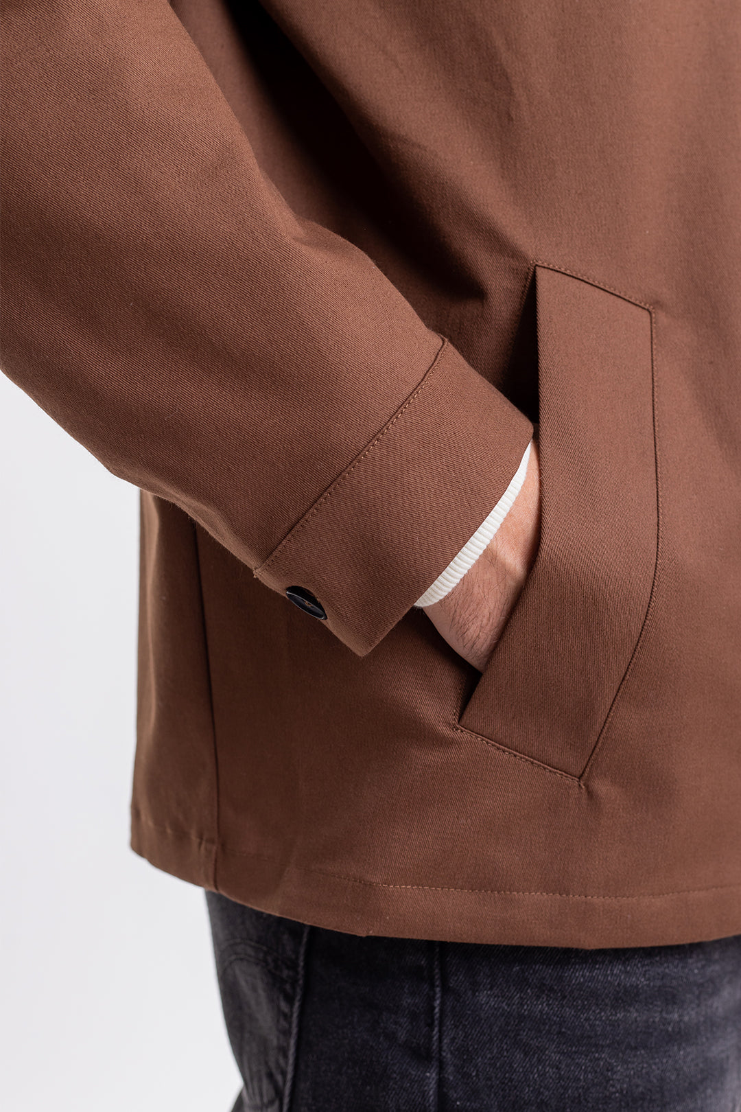 Veste zippée marron en coton bio - workwear zip jacket chestnut