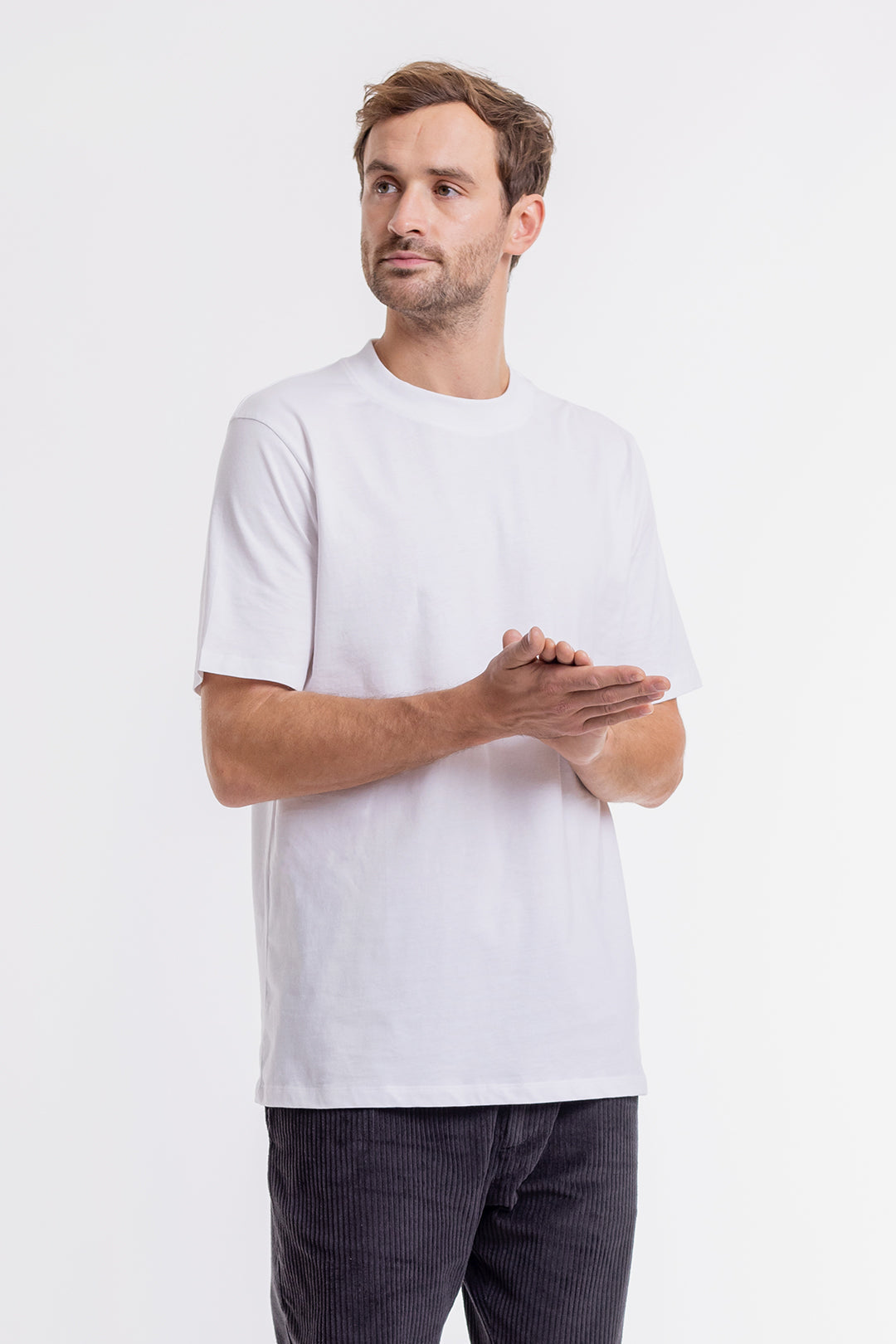 T-shirt en coton bio | blanc "big collar white"