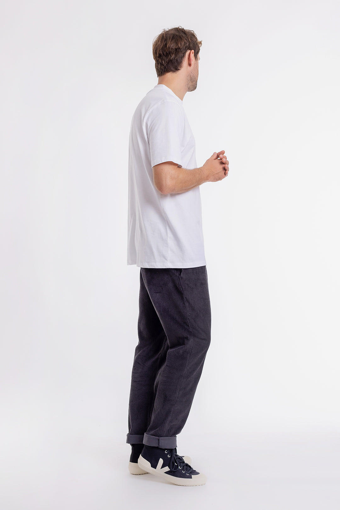 T-shirt en coton bio | blanc "big collar white"