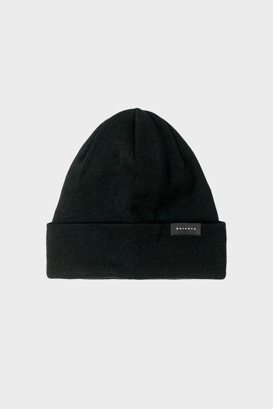 Bonnet en laine mérinos bio | Noir "classic fine merino beanie black"
