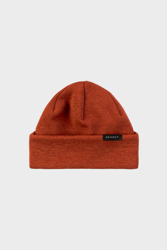 Bonnet rouille marin en laine mérinos bio - short fine merino beanie rust