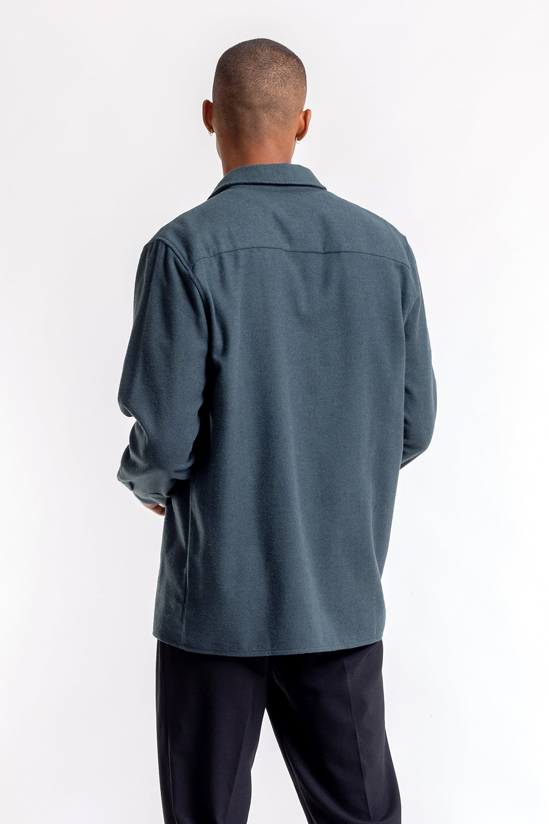 Chemise en flannelle verte en coton bio - casual shirt green speckle