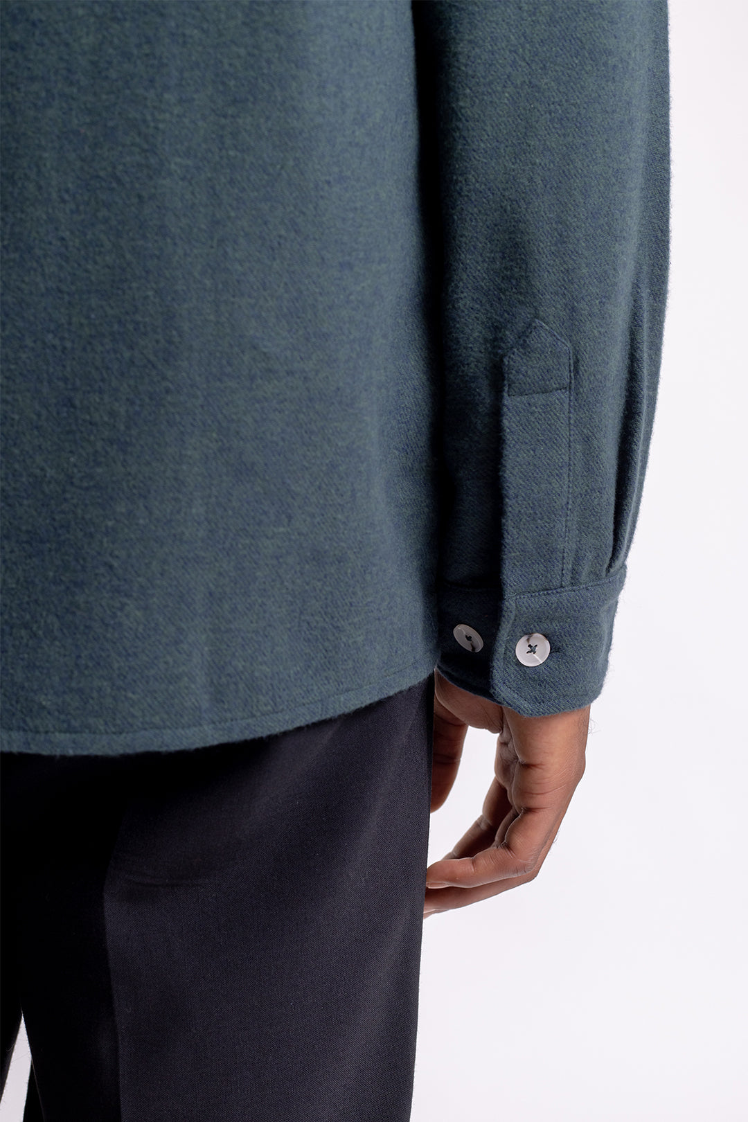 Chemise en flannelle verte en coton bio - casual shirt green speckle