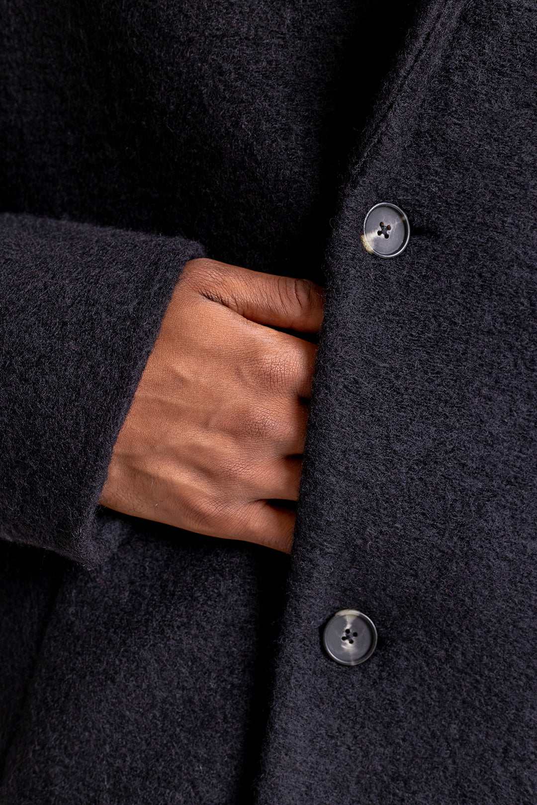 Manteau long noir en laine et coton bio - wool formal coat black men
