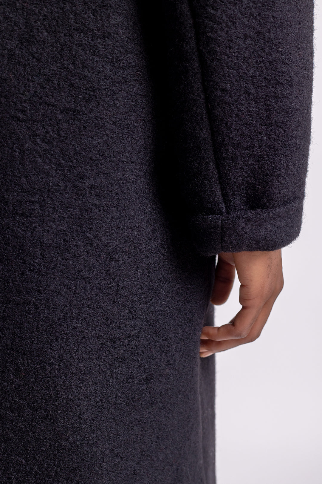 Manteau long noir en laine et coton bio - wool formal coat black men