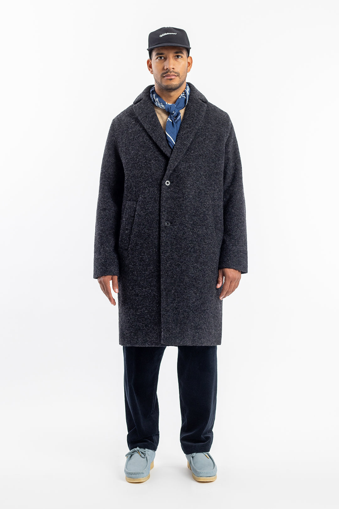 Manteau long en laine et coton bio | gris anthracite "wool formal overcoat anthracite"