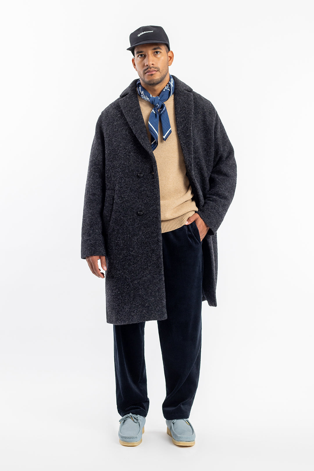 Manteau long en laine et coton bio | gris anthracite "wool formal overcoat anthracite"