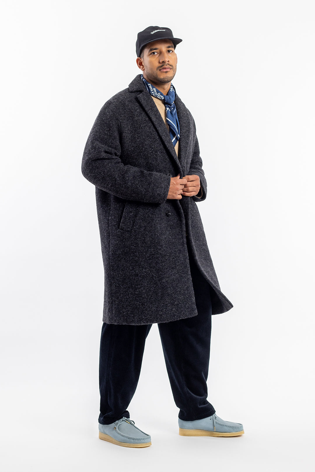 Manteau long en laine et coton bio | gris anthracite "wool formal overcoat anthracite"