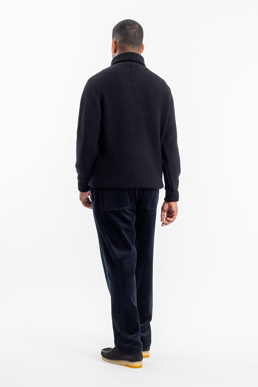pull maille col zippé en laine recyclée | noir "knit troyer black"
