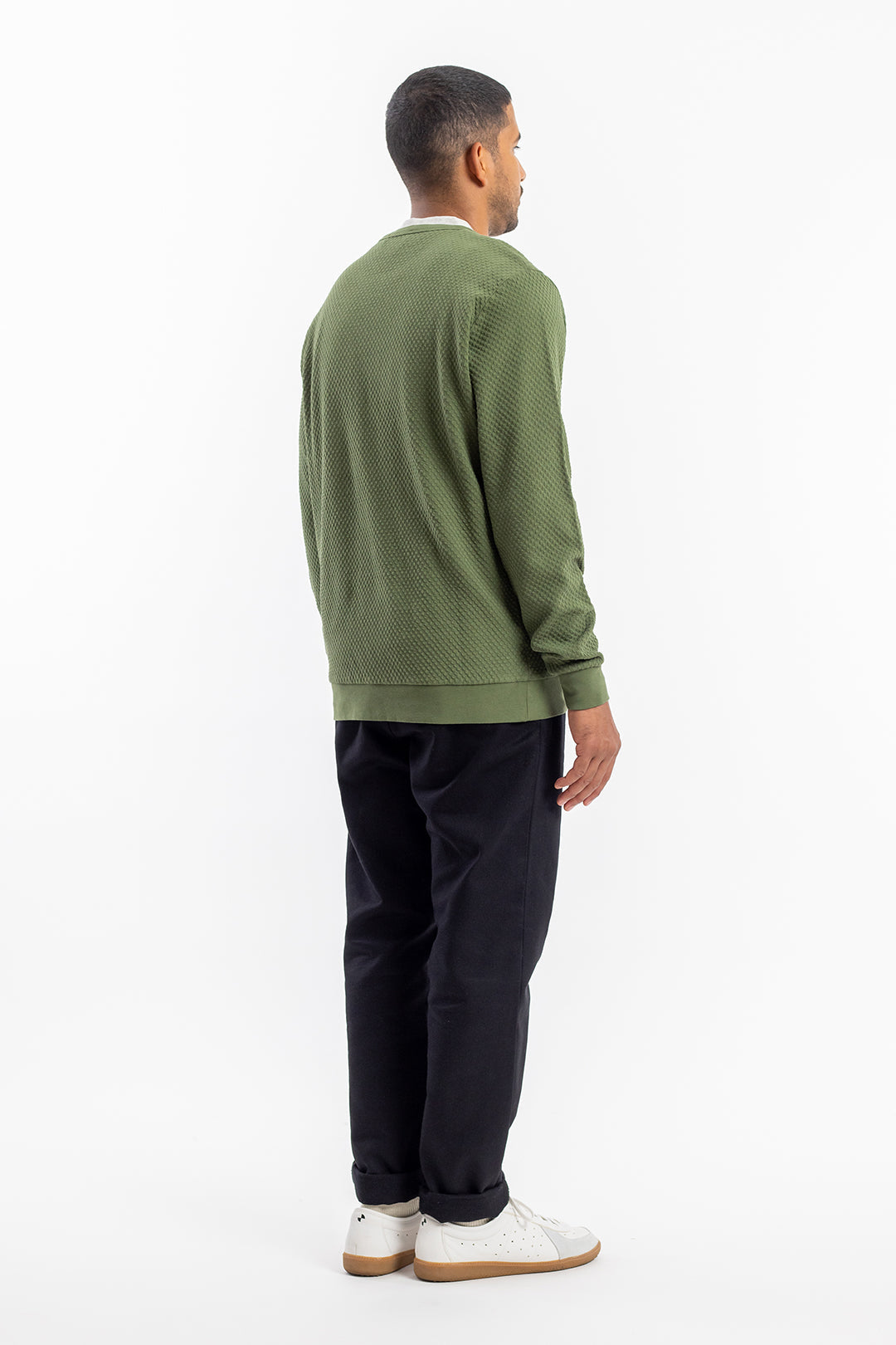 Pull texturé en coton bio | vert "waffle sweatshirt forest green"