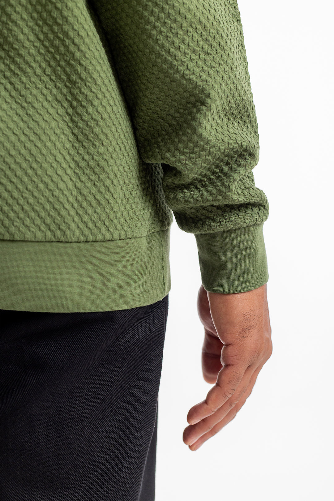 Pull texturé en coton bio | vert "waffle sweatshirt forest green"