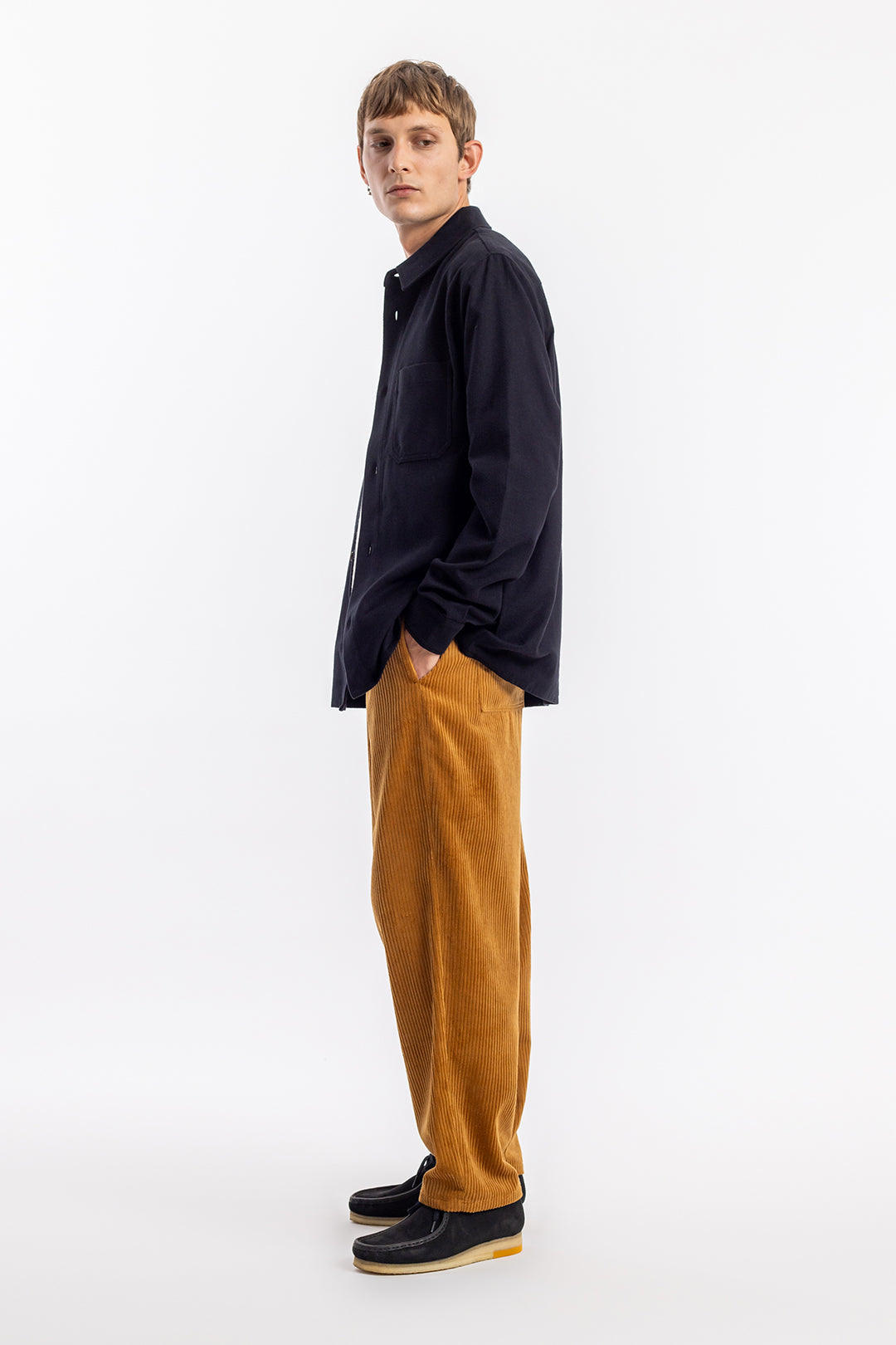 Chemise droite flanelle en coton bio | noir "flannel casual shirt black"