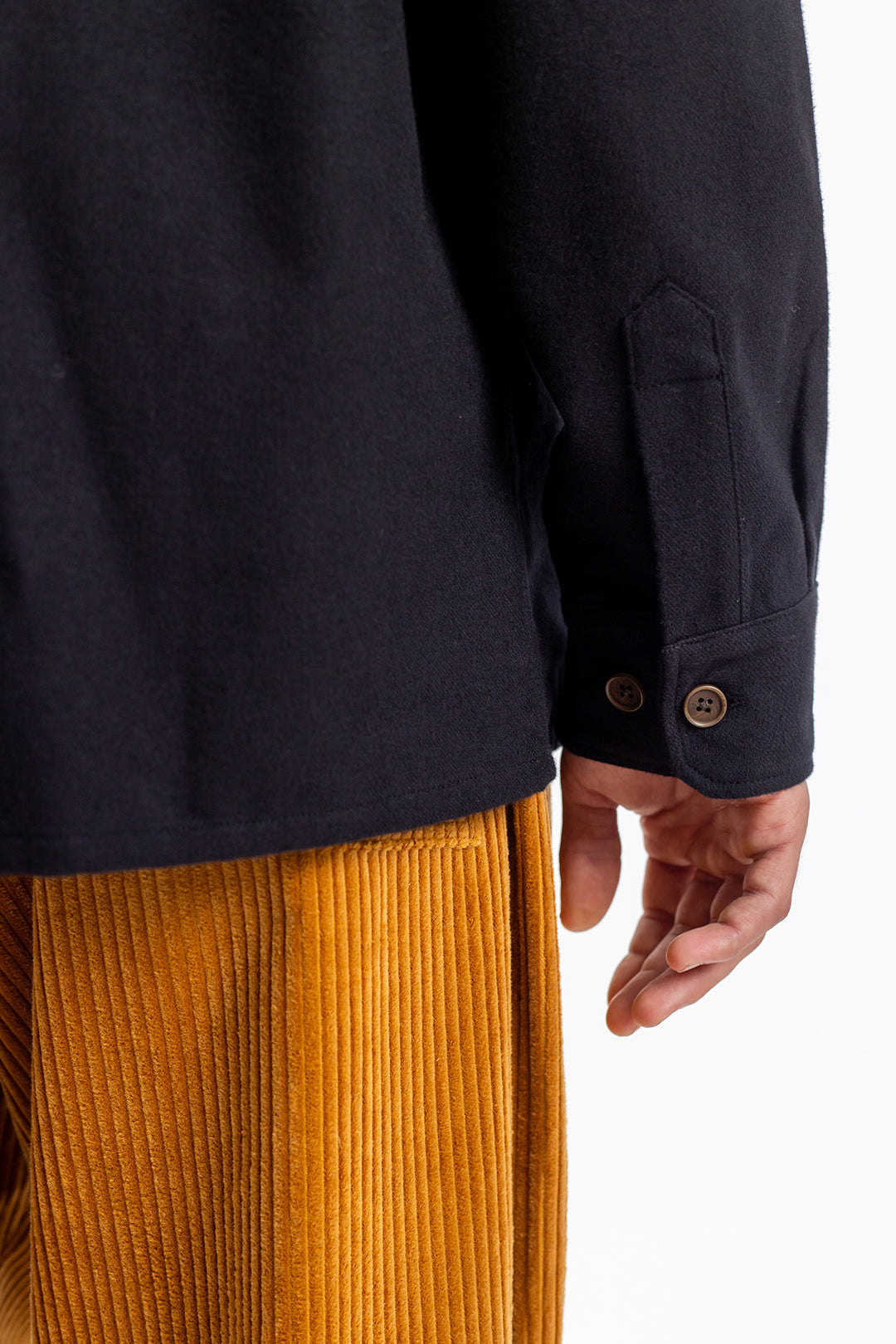 Chemise droite flanelle en coton bio | noir "flannel casual shirt black"