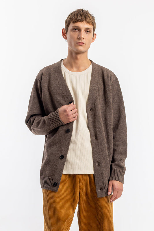 gilet en laine recyclée | marron "knit cardigan rosewood"