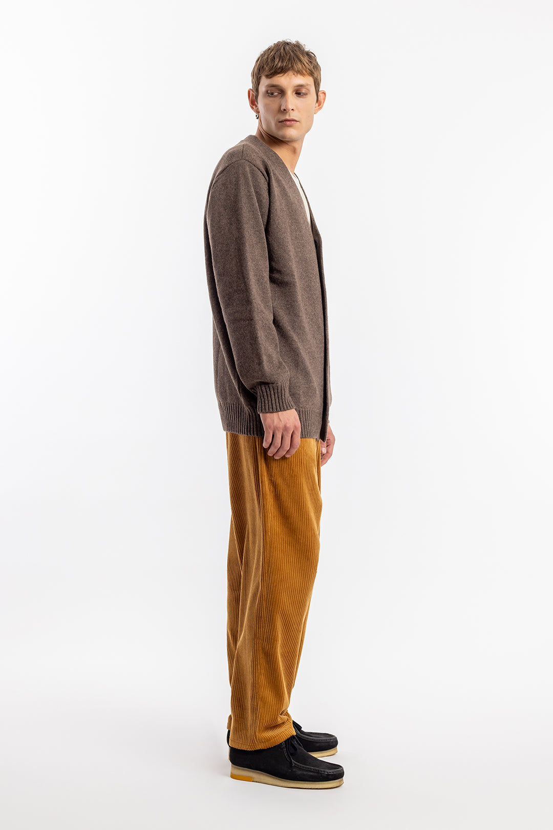 gilet en laine recyclée | marron "knit cardigan rosewood"