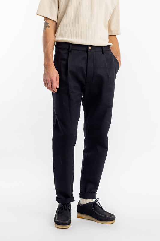 Chino à pinces en coton bio | Noir "everyday pant black"