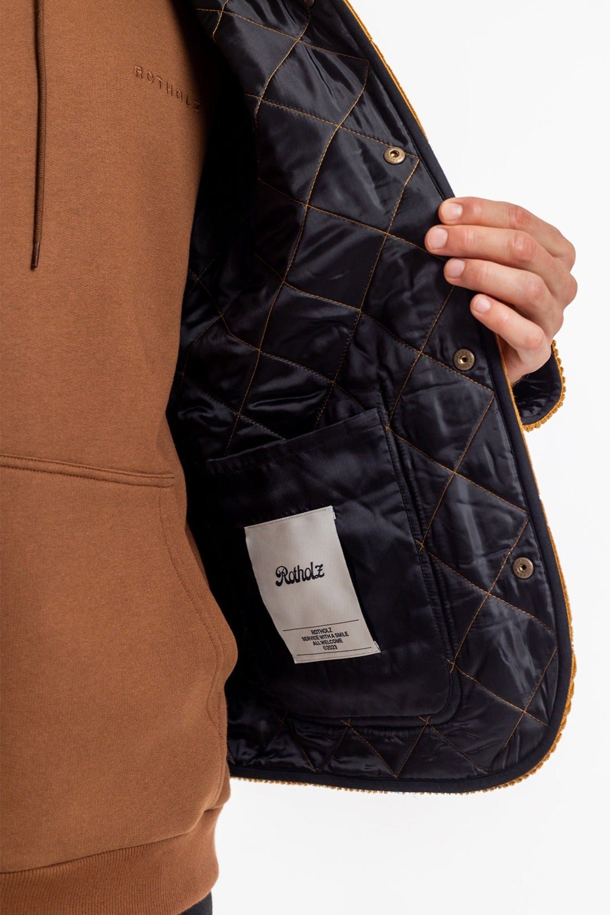 Manteau matelassé velours en coton bio | camel "quilt jacket toffee cord"