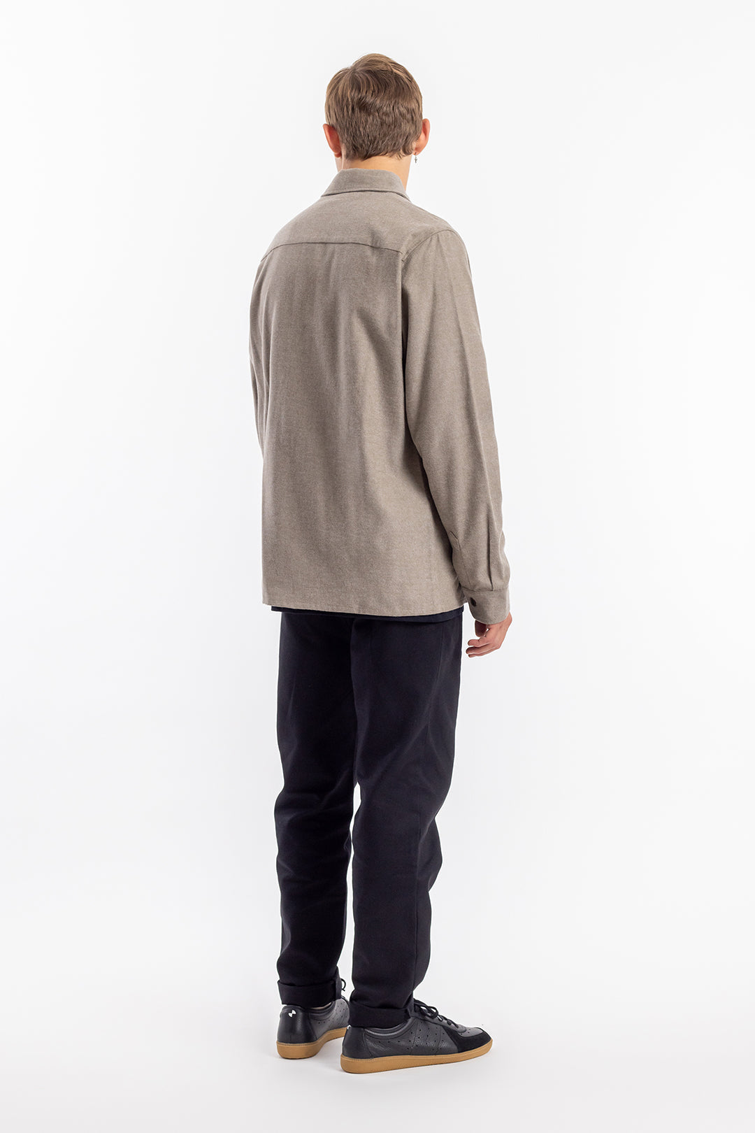 Chemise droite flanelle en coton bio | marron "flannel casual shirt brown speckle"