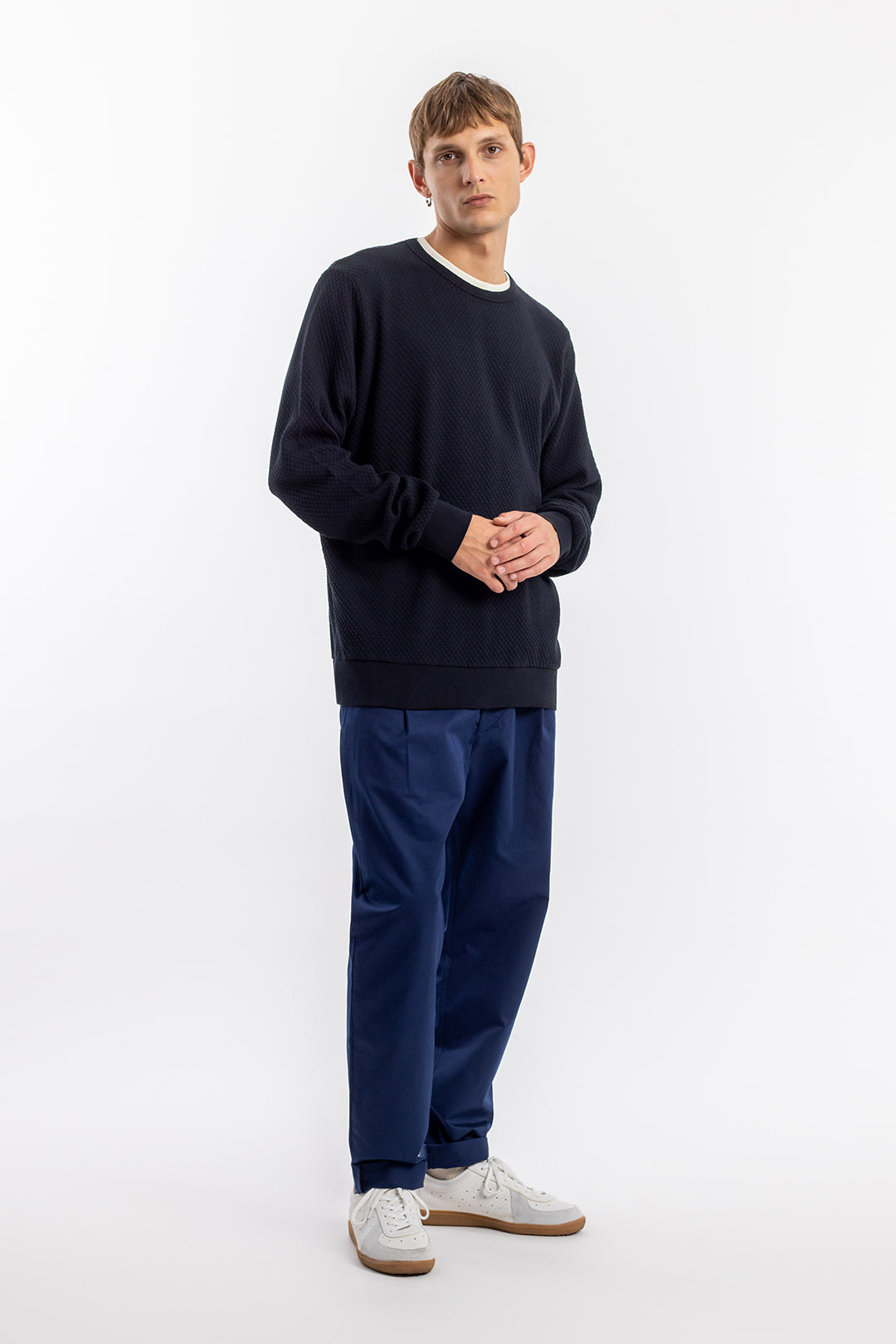 Pull texturé en coton bio | noir "waffle sweatshirt black"