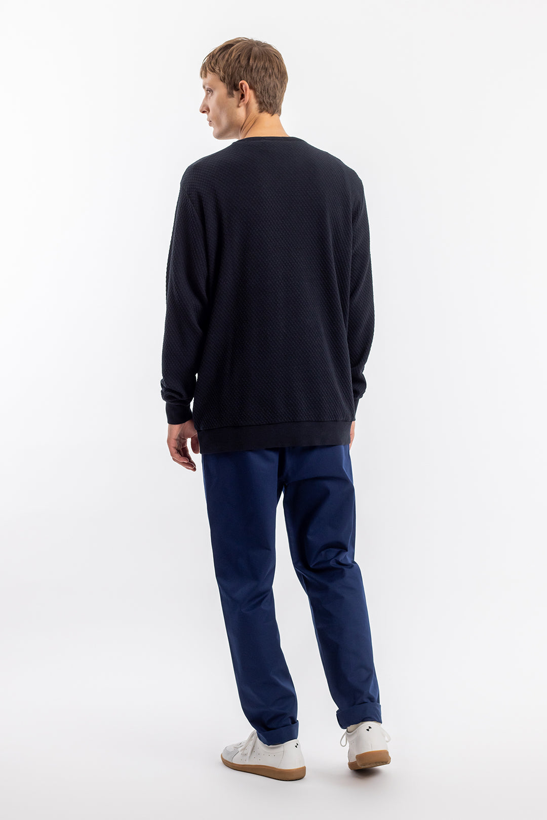 Pull texturé en coton bio | noir "waffle sweatshirt black"