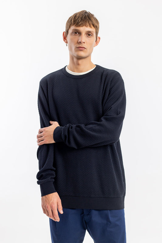 Pull texturé en coton bio | noir "waffle sweatshirt black"