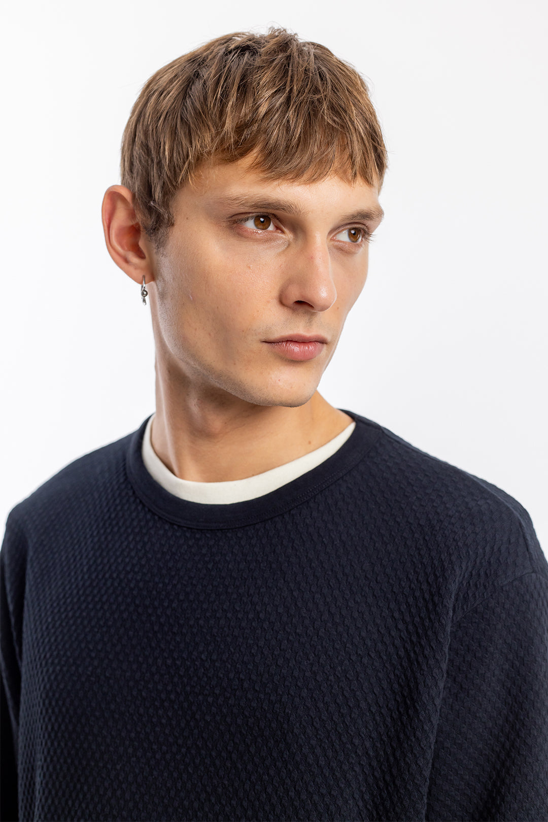 Pull texturé en coton bio | noir "waffle sweatshirt black"