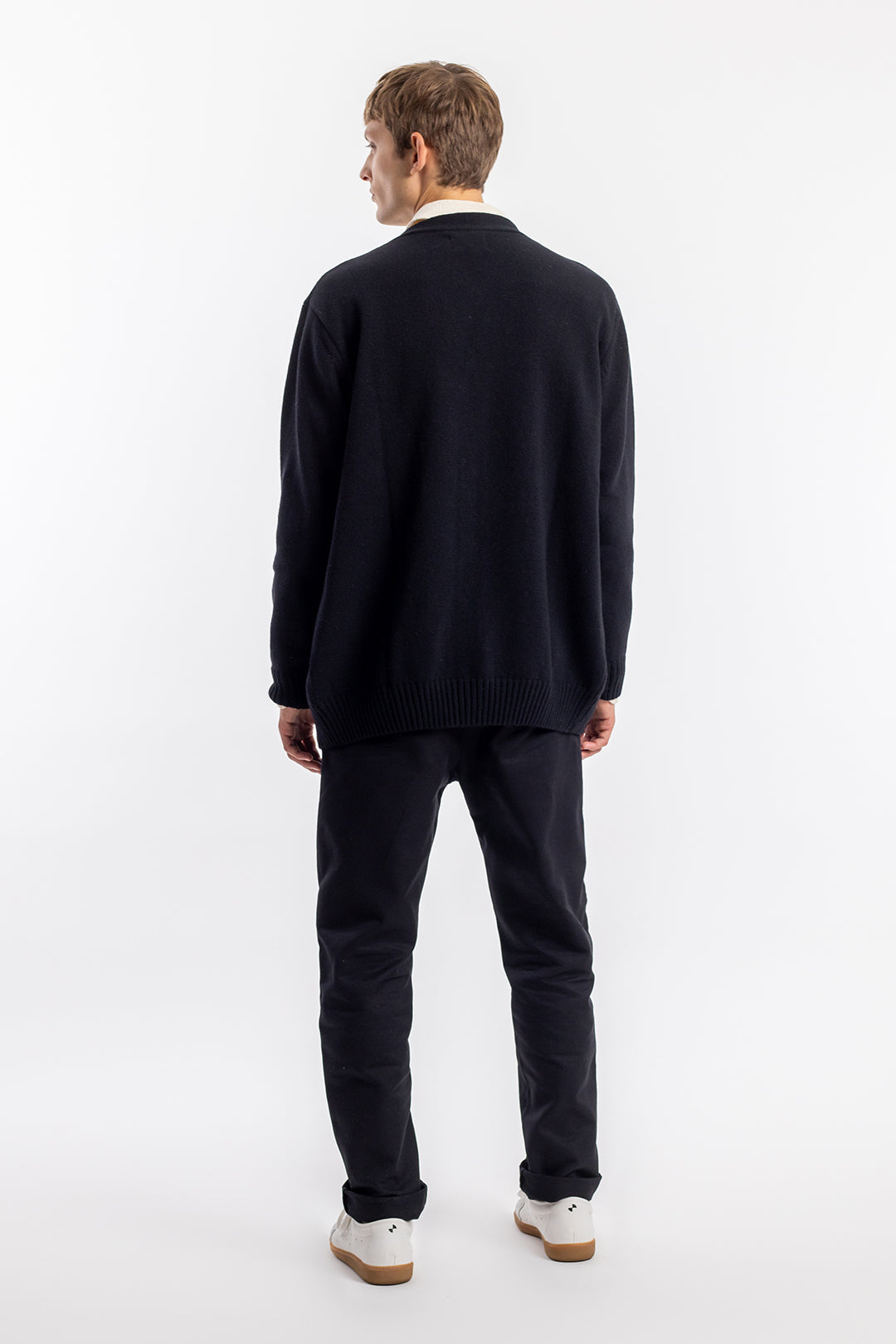 Gilet en laine recyclée | noir "knit cardigan black"