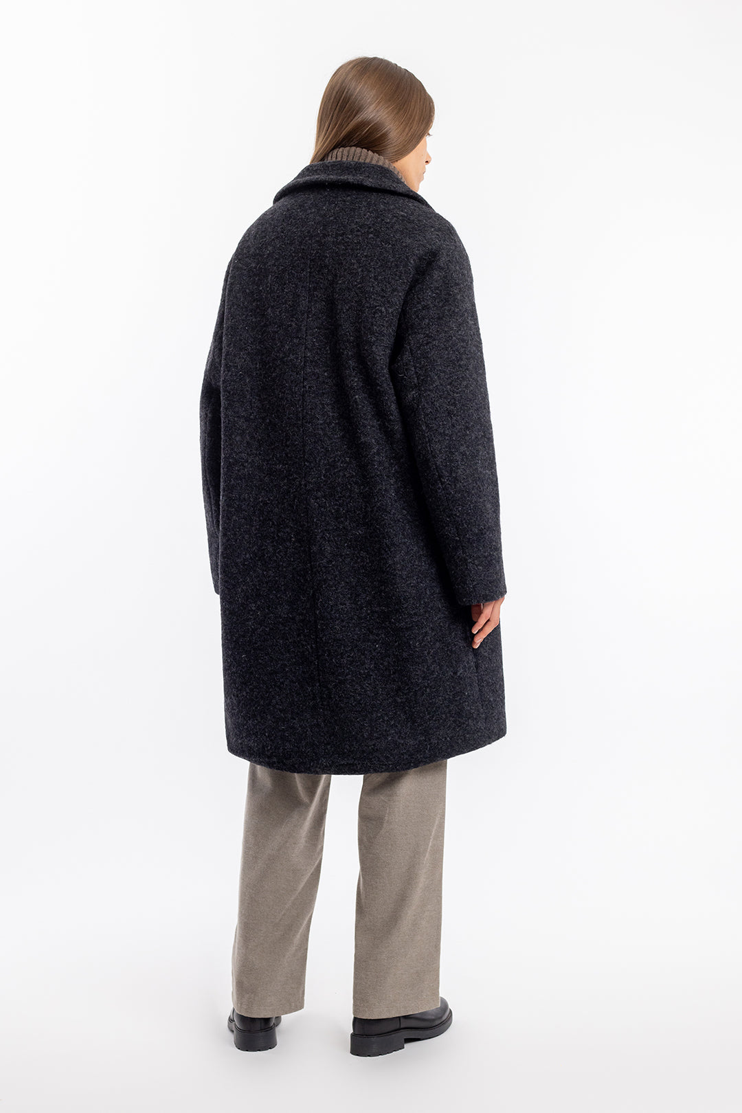 Manteau long en laine et coton bio | gris anthracite "wool formal overcoat anthracite"