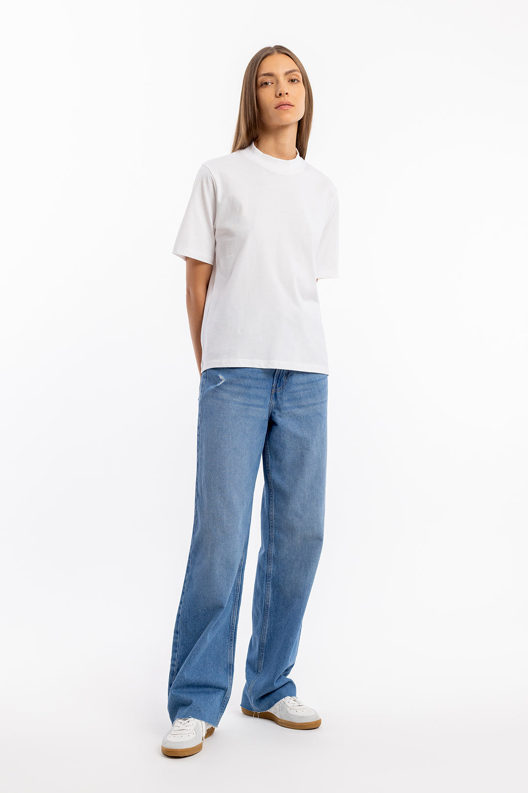T-shirt en coton bio | blanc "big collar t-shirt white"