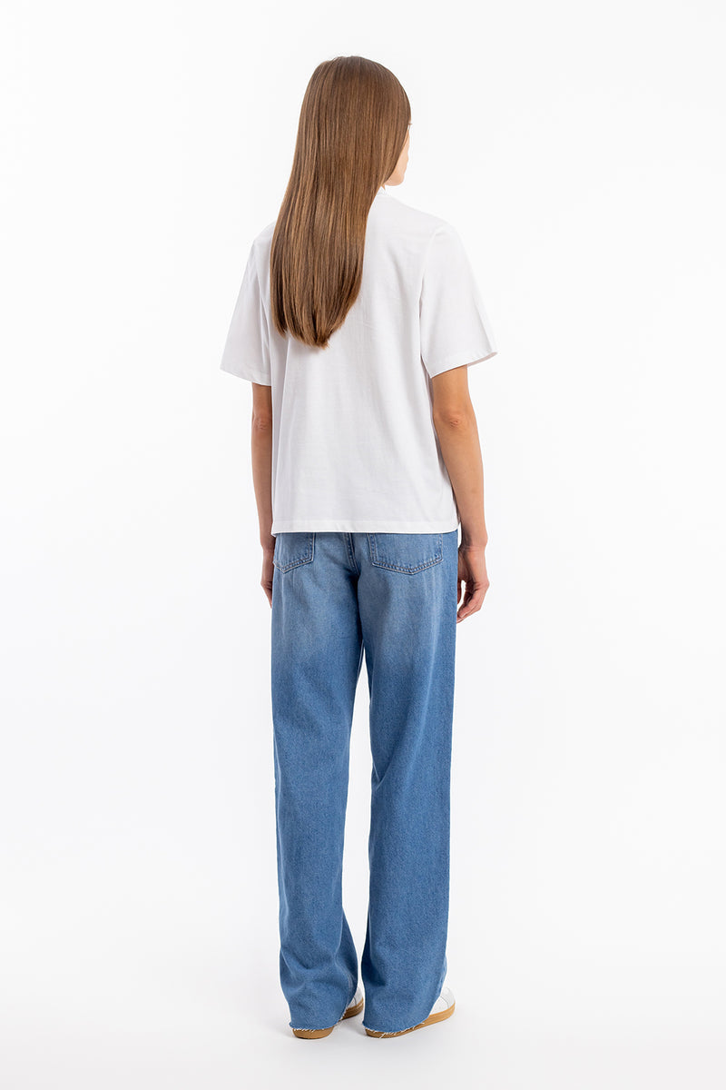T-shirt en coton bio | blanc "big collar t-shirt white"