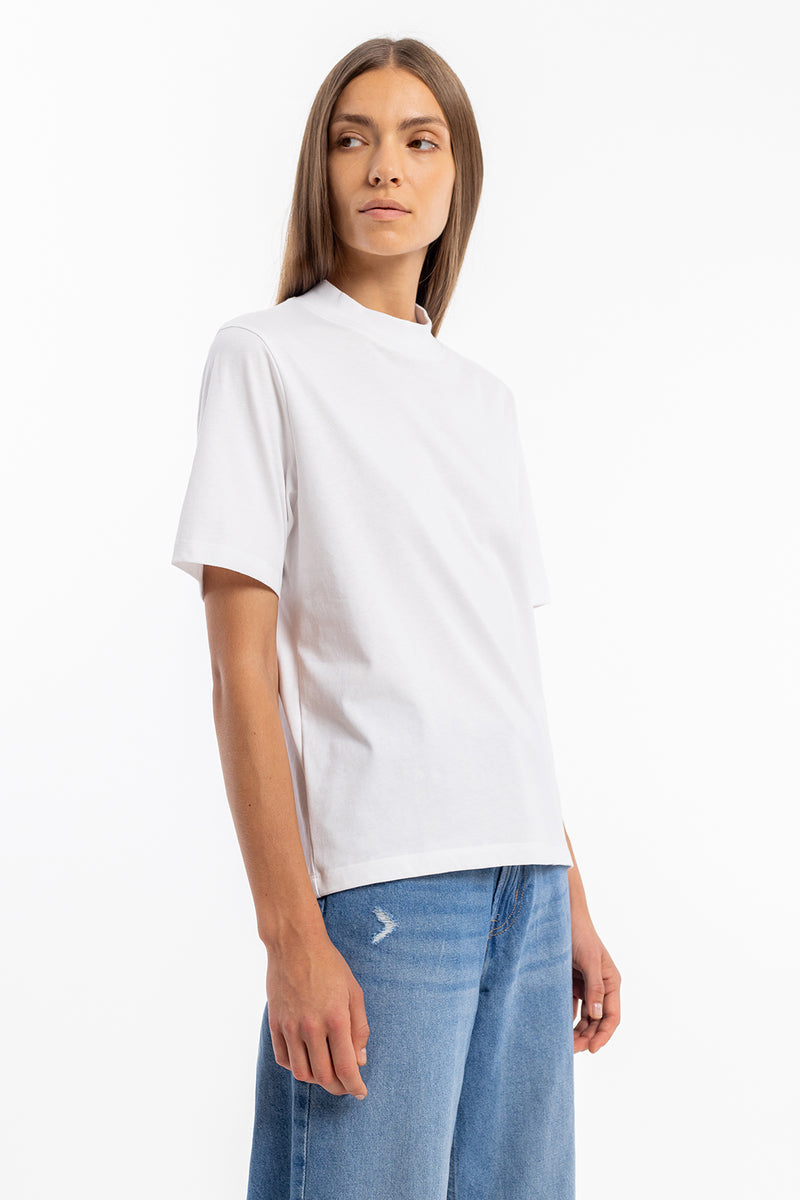 T-shirt en coton bio | blanc "big collar t-shirt white"