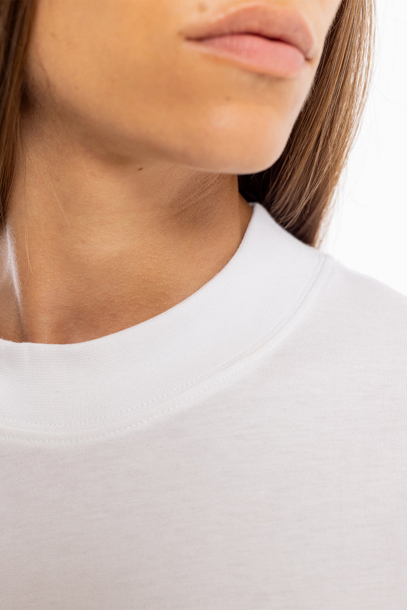 T-shirt en coton bio | blanc "big collar t-shirt white"