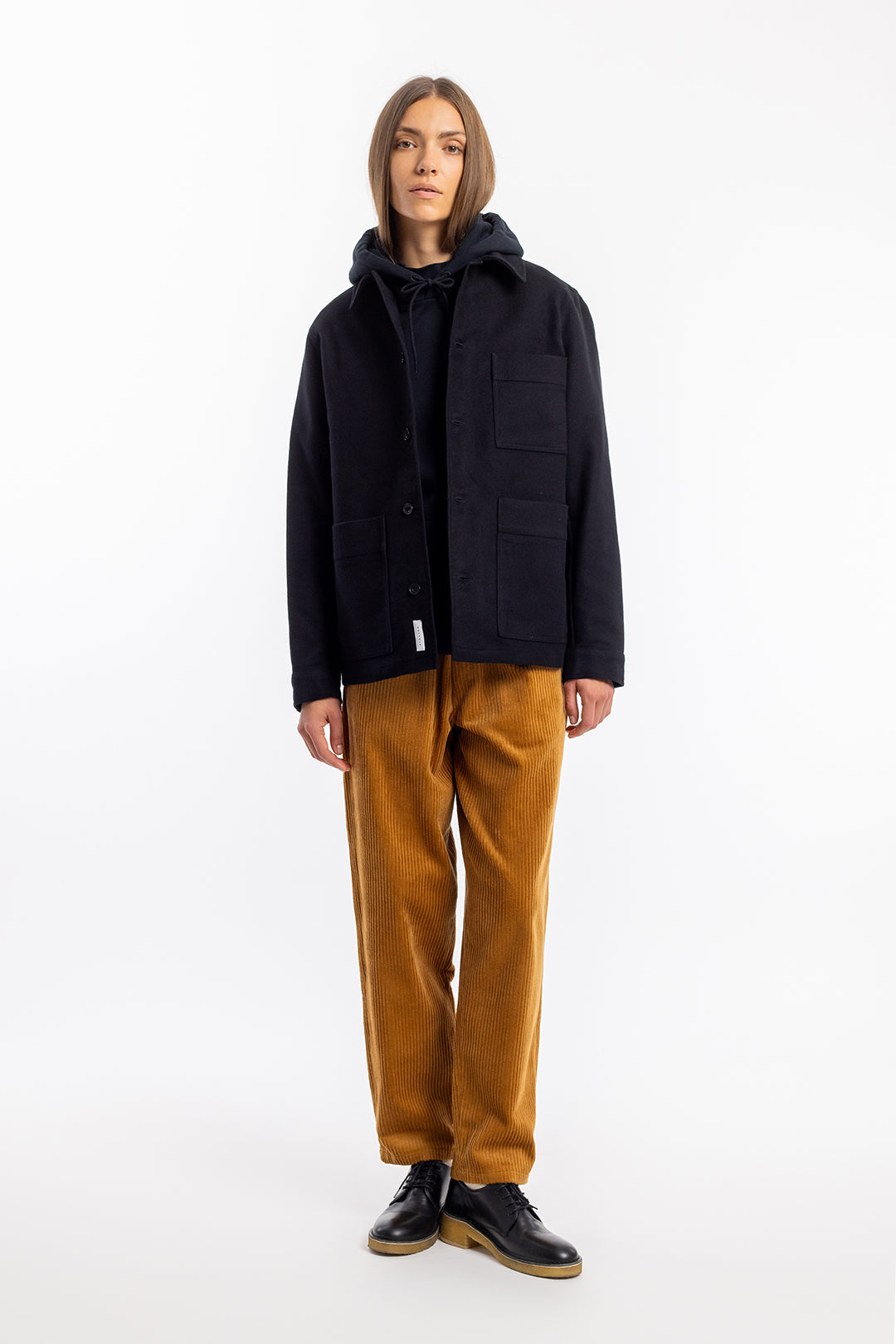 Veste workwear en coton bio | noir "moleskin overjacket black"
