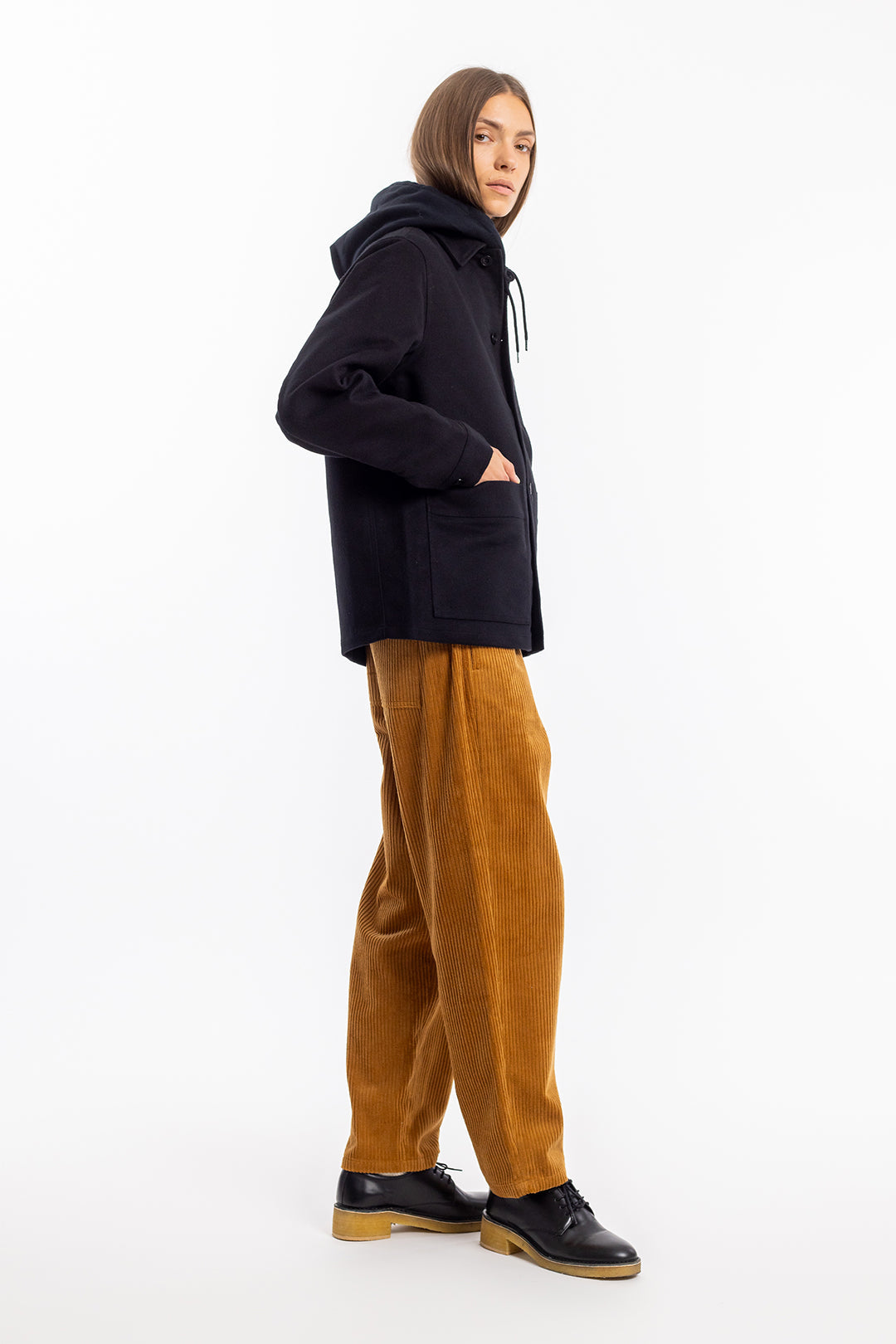 Veste workwear en coton bio | noir "moleskin overjacket black"