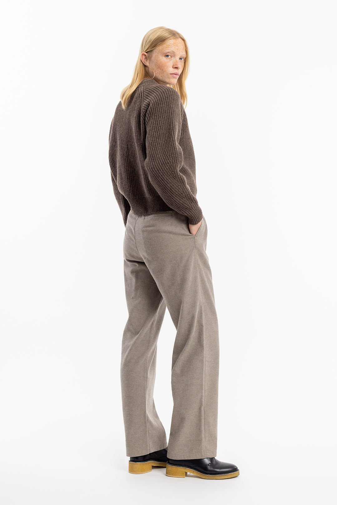 pull maille en laine recyclée | marron 'women's knit sweater rosewood"