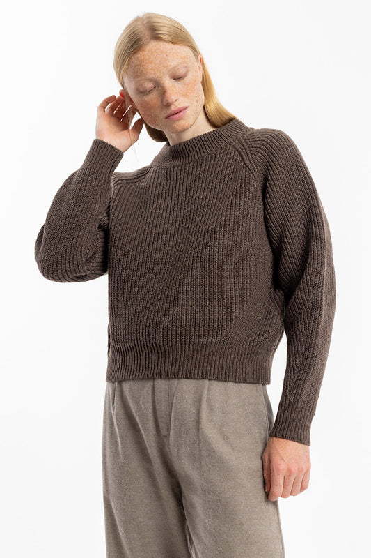pull maille en laine recyclée | marron 'women's knit sweater rosewood"
