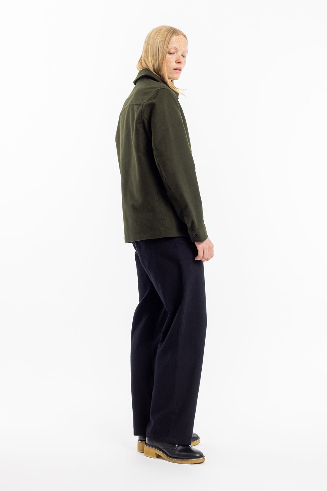 Veste workwear en coton bio | kaki "moleskin overjacket olive"